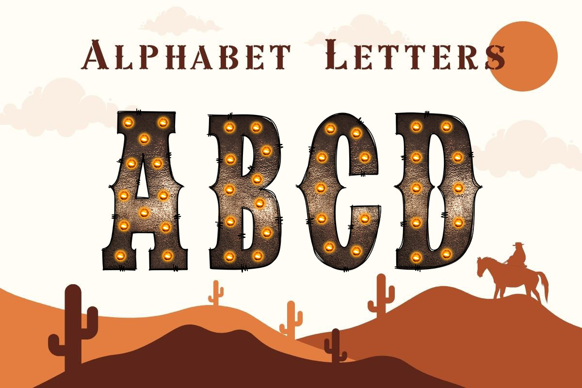 Western Alphabet Doodle Rust Cowboy Font Download Free - Background Fonts