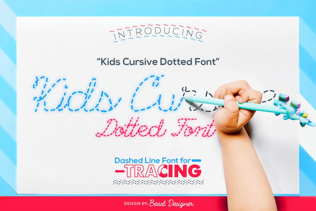 Kids Cursive Dotted Font Download Free - Lines Fonts