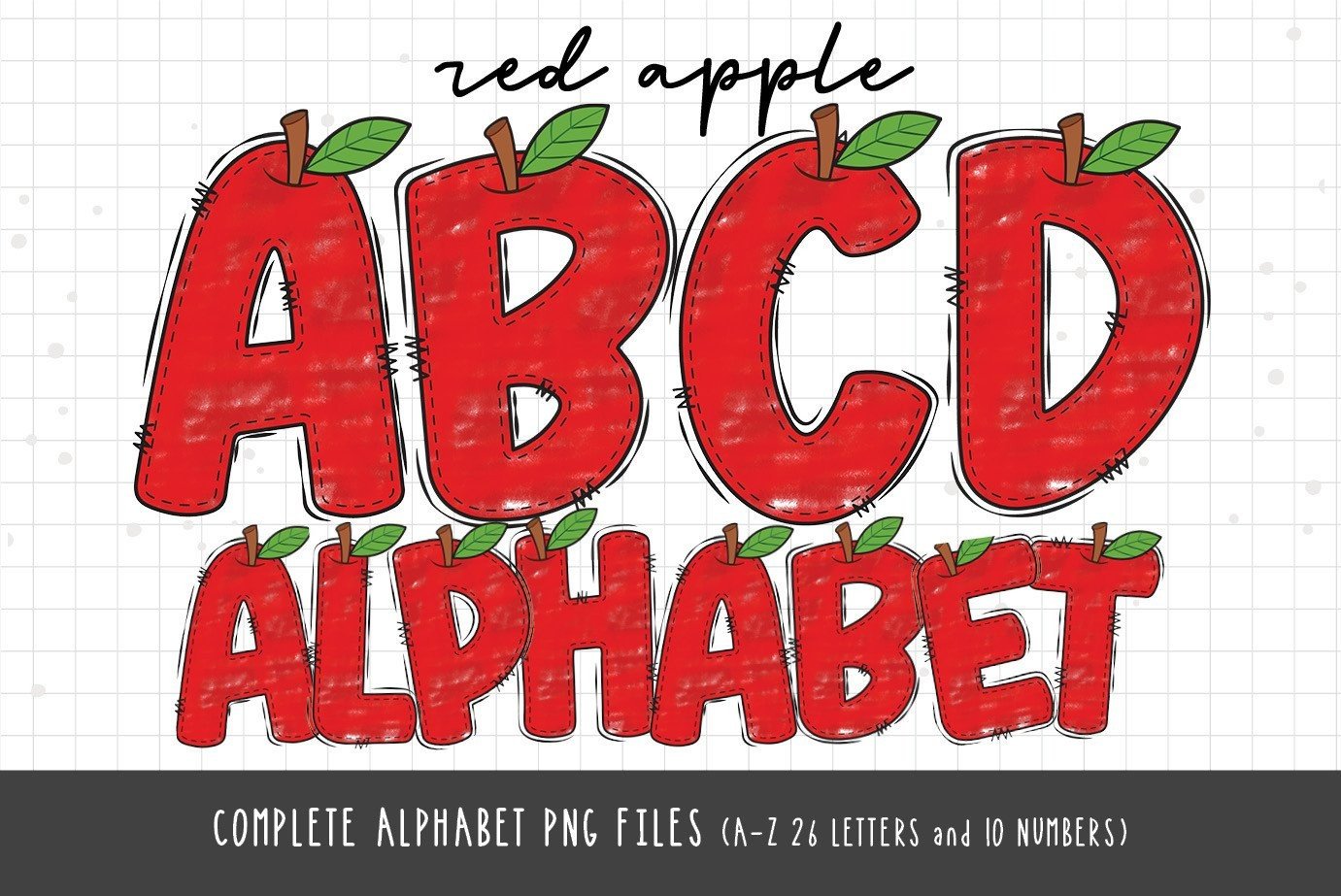 Red Apple Alphabet, School Doodle Letter Download Free - Template Fonts