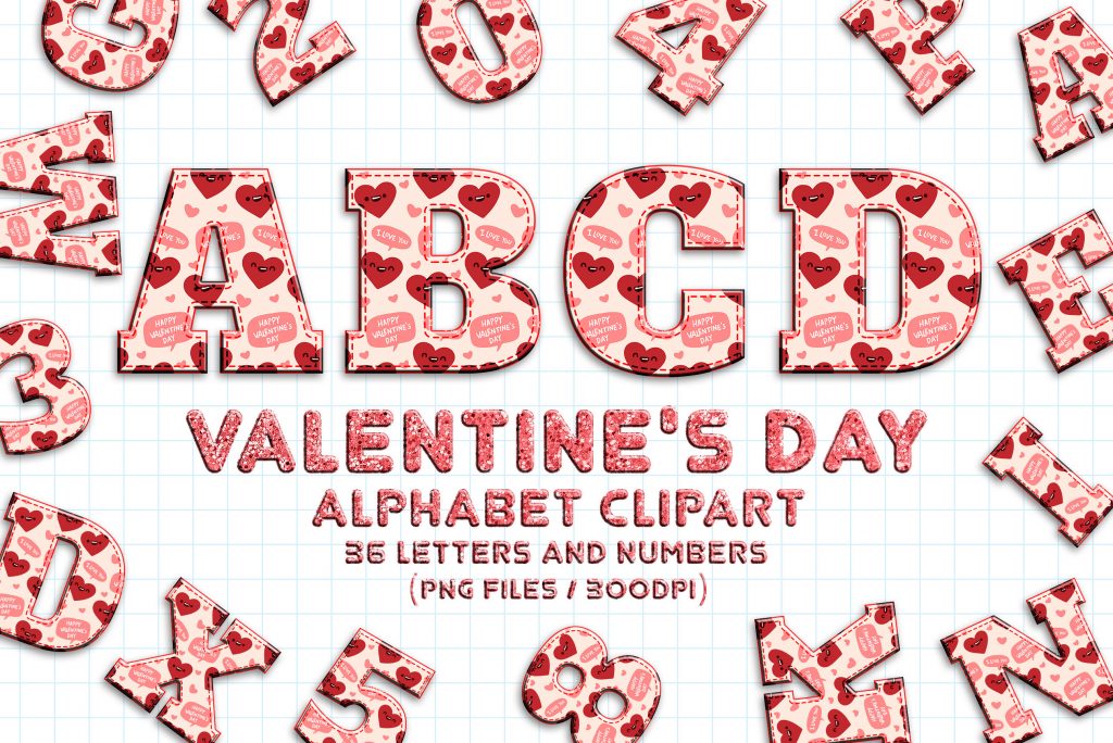 Valentine's Day Alphabet Letters Set Download Free Abstract Fonts